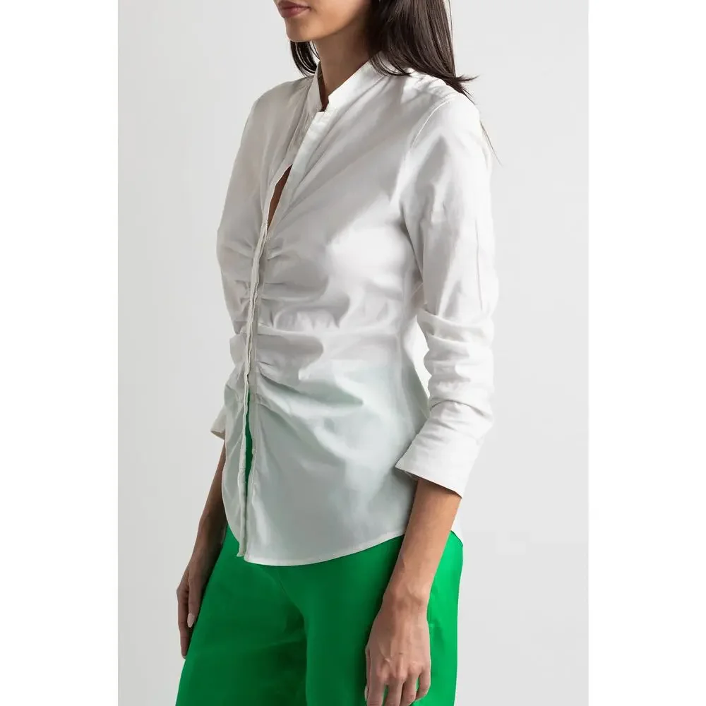 White Rouched Button Down - Picture 3 of 5
